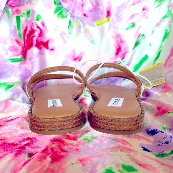 Brand New Steve Madden Rhinestone Multi Strap Slides Sandals Sparkle Studded - Picture 10 of 11